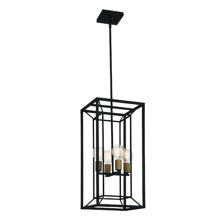 Designers Fountain Within 60 Watt 4 Light Matte Black Pendant with Cage Shade D237M-12P-MB